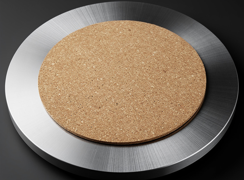 Cork turntable mat on platter