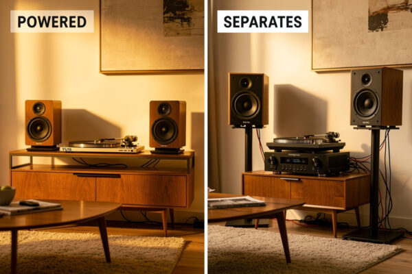 Powered speakers vs amp + speakers for turntables