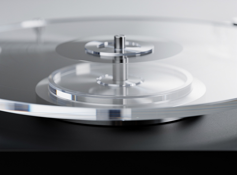 Acrylic platter on turntable