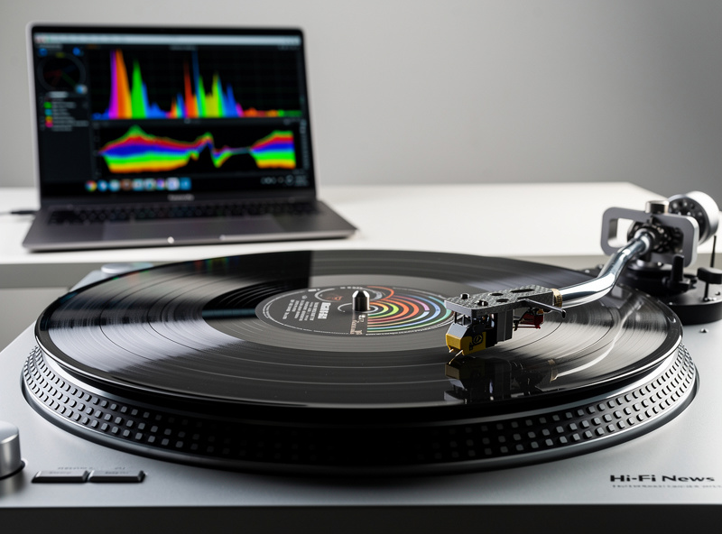 Test record on turntable with frequency sweep for cartridge measurement