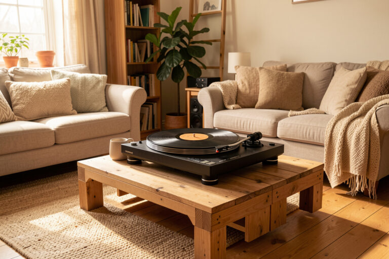 Handmade isolation platform supporting a turntable