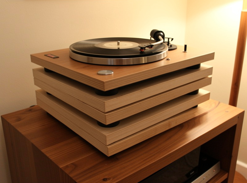 Finished DIY turntable isolation platform with a turntable mounted on top