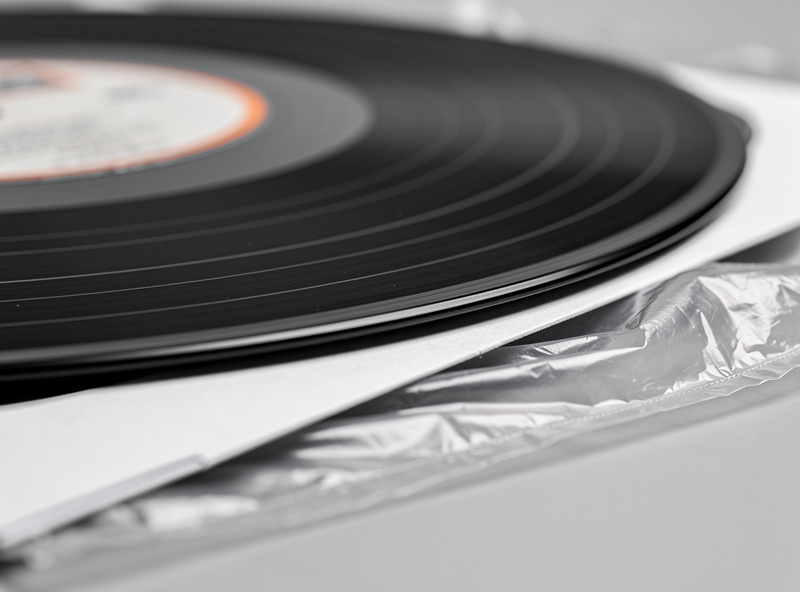 A vinyl record sliding out of a poly-lined anti-static inner sleeve