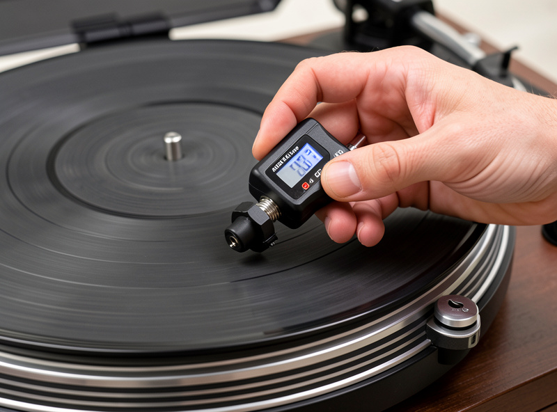 Setting tracking force on a turntable with a digital gauge
