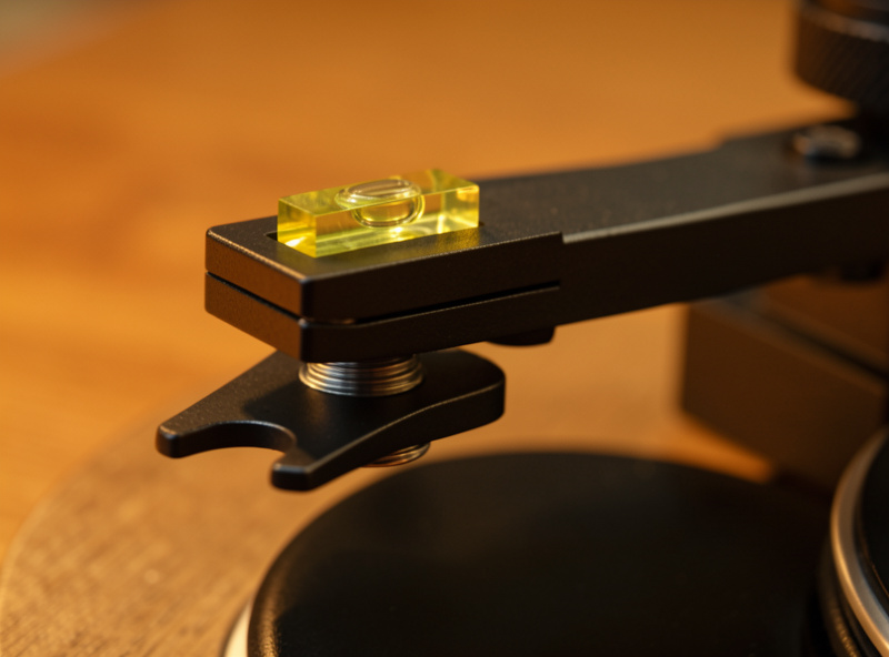 Setting tonearm VTA by adjusting arm height with a small bubble level on the headshell