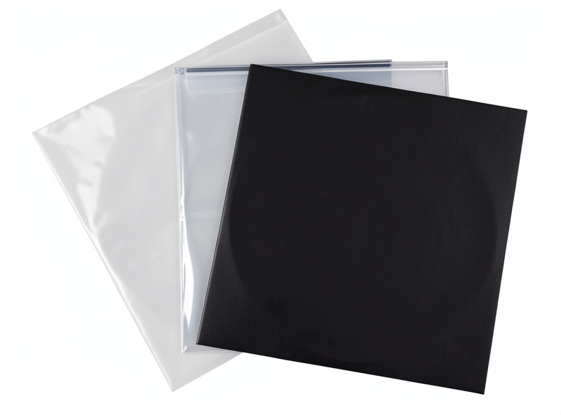Three outer sleeves of different materials fanned out showing clarity differences