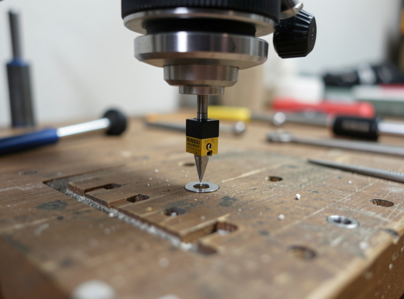 A technician bench with a cartridge under magnification during a rebuild, fresh cantilever visible