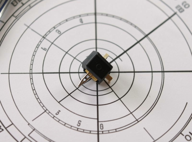 Cartridge stylus aligned over the outer null point of a printed protractor