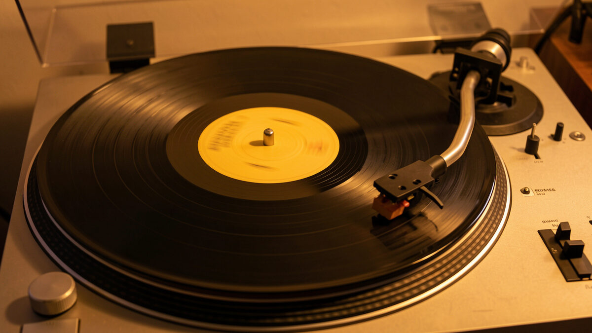 Record spinning with the tonearm stuck in one groove